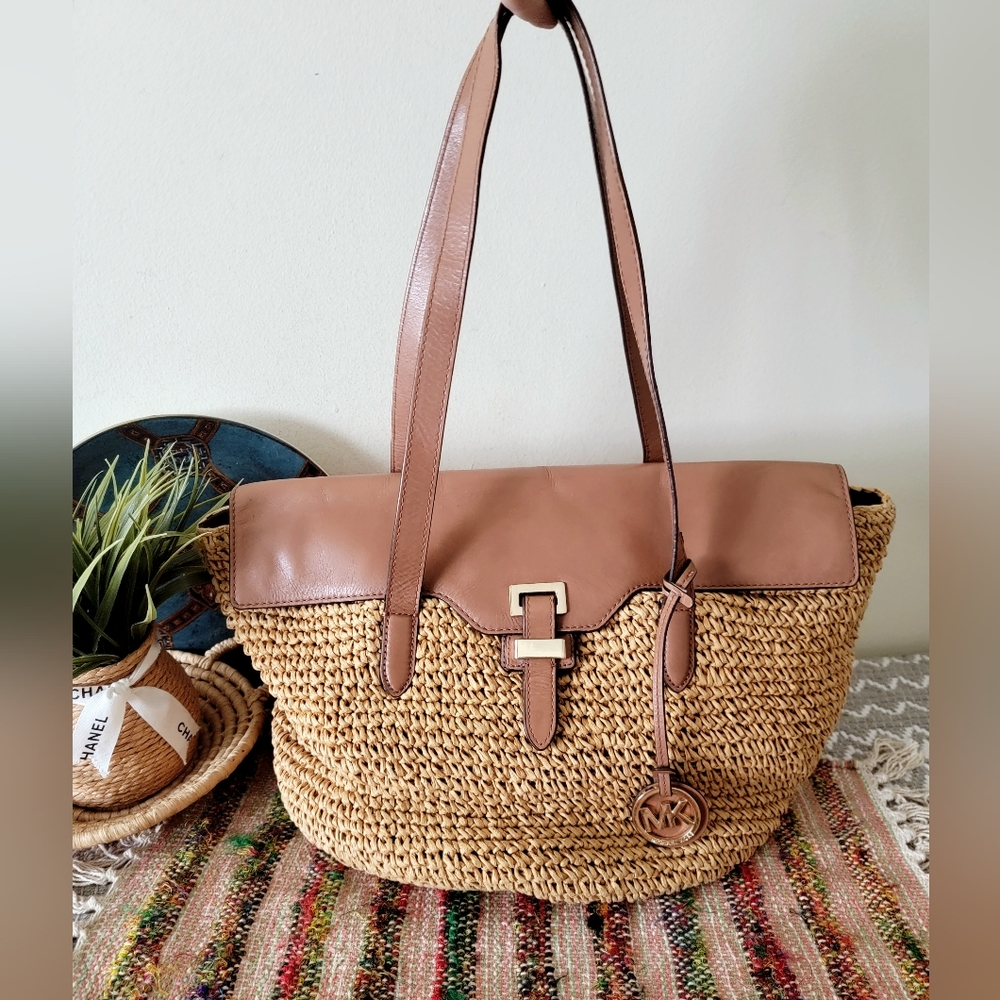 Michael kors straw Bag jute rattan shoulder bag Rare